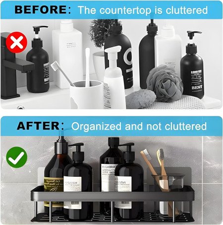 SquareUp Aluminium Pack of 2 Self Adhesive Bathroom Shelf for Wall Shelf Organizer Wall Mounted Bathroom Shelves Rack Holder