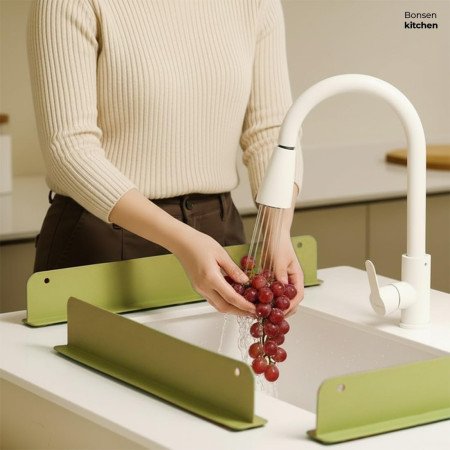 2 Pack 48 Cm Silicone Sink Splash Guard for Kitchen and Bathroom, Silicone Sink Splash Guards with Strong Suction Cup,Silicone