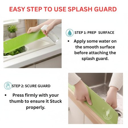 2 Pack 48 Cm Silicone Sink Splash Guard for Kitchen and Bathroom, Silicone Sink Splash Guards with Strong Suction Cup,Silicone
