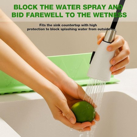 AKRIZA Anti Splash Silicone Sink Guard for Kitchen Basin – Flexible Water Barrier for Sink Countertop, Splash Proof Edge