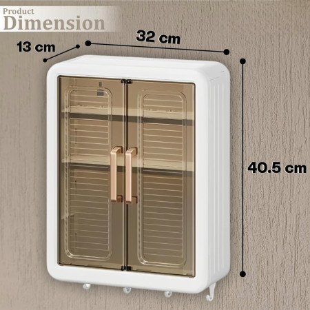 Bathroom Organiser Without Drill Plastic Wall Mounted Storage Cabinet for Kitchen and Bathroom Organizer with Magic Stickers