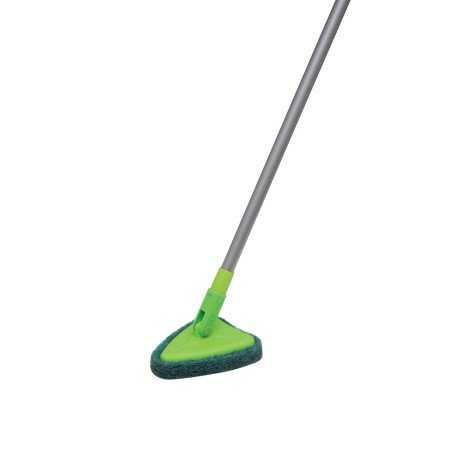 Scotch-Brite Telescopic Handle Bathroom Scrubber Brush with Stain Cutter & Triangular Head - Cleans Tiles, Floors, & Corners