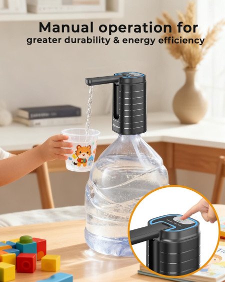 Aluan Automatic Water Can Dispenser Pump for 20 Litre Bottle-Big Battery Portable C Type USB Rechargeable Water Pump Dispenser
