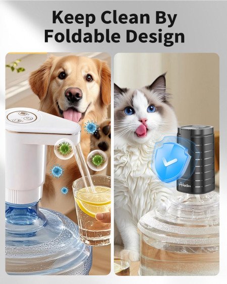 Aluan Automatic Water Can Dispenser Pump for 20 Litre Bottle-Big Battery Portable C Type USB Rechargeable Water Pump Dispenser