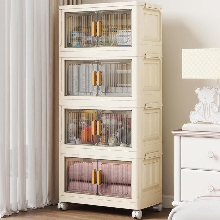 𝟒 𝐏𝐀𝐂𝐊 Foldable Plastic Rack for Storage/Kitchen Cupboard/Versatile and Sturdy Wardrobe for Clothes/Multipurpose Storage