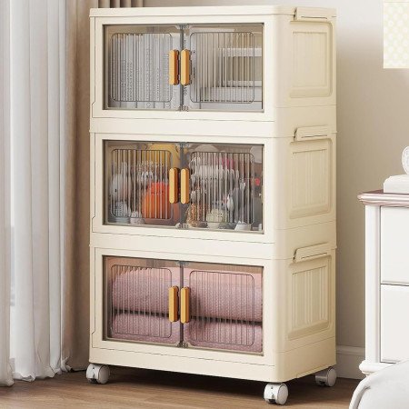 𝟒 𝐏𝐀𝐂𝐊 Foldable Plastic Rack for Storage/Kitchen Cupboard/Versatile and Sturdy Wardrobe for Clothes/Multipurpose Storage