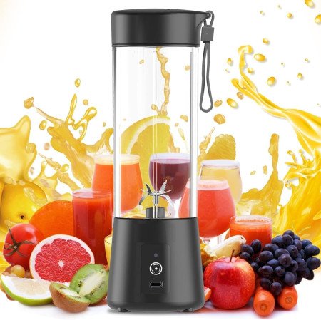 Portable 6-Blade Juicer Blender with Built-In Jar, Juice Mixer Bottle, Fruit Juice Machine, USB Rechargeable Personal Size
