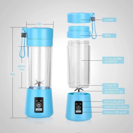 Portable 6-Blade Juicer Blender with Built-In Jar, Juice Mixer Bottle, Fruit Juice Machine, USB Rechargeable Personal Size Portable 6-Blade Juicer Blender with Built-In Jar, Juice Mixer Bottle, Fruit Juice Machine, USB Rechargeable Personal Size