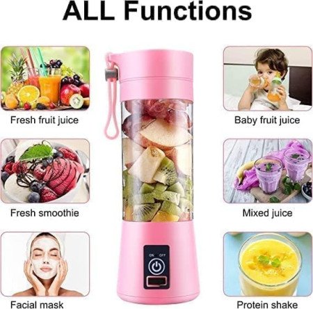 Portable 6-Blade Juicer Blender with Built-In Jar, Juice Mixer Bottle, Fruit Juice Machine, USB Rechargeable Personal Size Portable 6-Blade Juicer Blender with Built-In Jar, Juice Mixer Bottle, Fruit Juice Machine, USB Rechargeable Personal Size