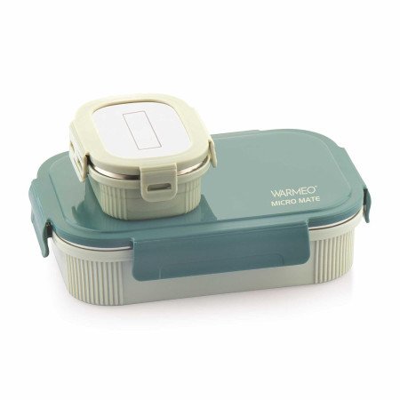 WARMEO MICROMATE Microwave-Safe Stainless Steel Lunch Box, Bpa Free, Perfect for Office, School, Travelling, Combo(800ml+150