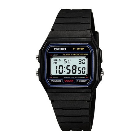 Casio Youth Series Digital Black Dial Unisex Watch - F-91W-1Q(D002)
