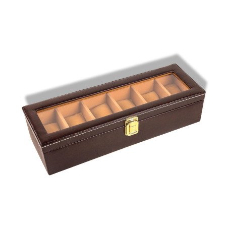 Birch & Co. Watch Box Organizer – 12 Slot Display Case with Glass Lid, PU Leather, Soft Velvet Interior – Elegant Storage for