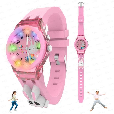 SPIKY Analog Watch for Kids | 3D Cartoon | 7 Multicolor LED Luminous Lights with Silicone Strap | Unisex Best Birthday Gift |