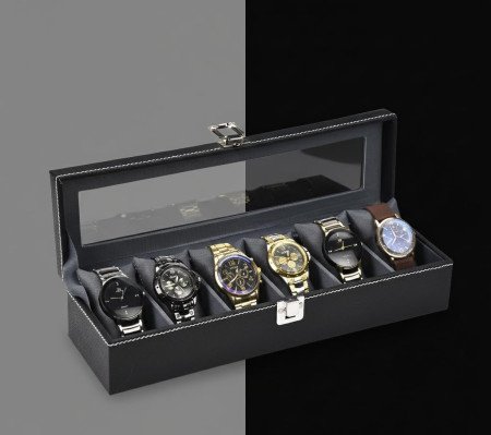 Men's and Women's Leatherette Watch organizer holder Case for 6 Watches, Removable Watch Pillows, Watch Box Holder, Gift for