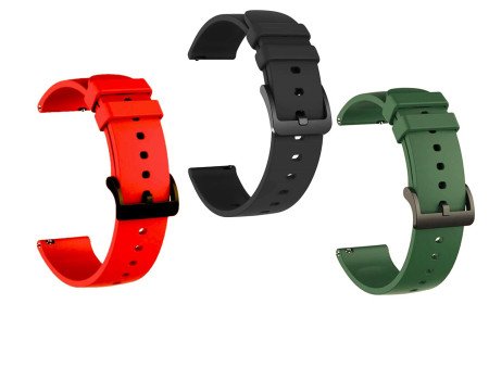 IIK COLLECTION 22mm Silicone Strap for Smart Watches | Combo Pack Compatible With Noise, Fireboltt, Boat Xtend, Pebble, Boat
