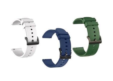 IIK COLLECTION 22mm Silicone Strap for Smart Watches | Combo Pack Compatible With Noise, Fireboltt, Boat Xtend, Pebble, Boat