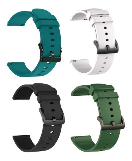 IIK COLLECTION 22mm Silicone Strap for Smart Watches | Combo Pack Compatible With Noise, Fireboltt, Boat Xtend, Pebble, Boat