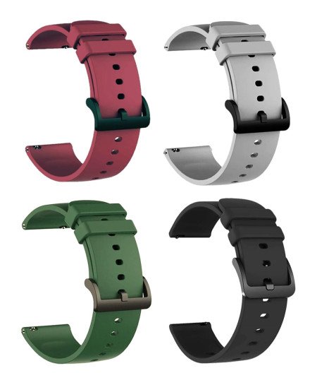IIK COLLECTION 22mm Silicone Strap for Smart Watches | Combo Pack Compatible With Noise, Fireboltt, Boat Xtend, Pebble, Boat