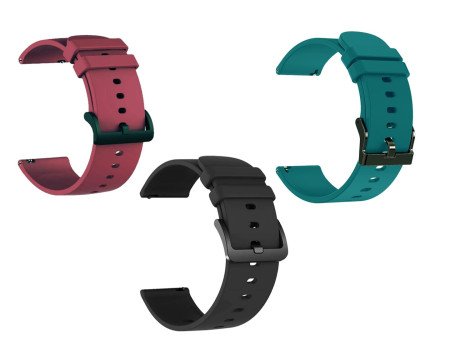 IIK COLLECTION 22mm Silicone Strap for Smart Watches | Combo Pack Compatible With Noise, Fireboltt, Boat Xtend, Pebble, Boat