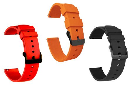 IIK COLLECTION 22mm Silicone Strap for Smart Watches | Combo Pack Compatible With Noise, Fireboltt, Boat Xtend, Pebble, Boat