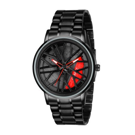 Matrix MotionX | Spinning Car Wheel Dial with Black Coated Stainless Steel Chain & Butterfly Double Snap Lock for Men & Boys