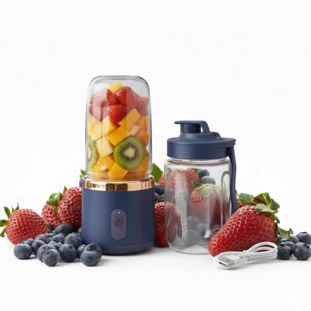 Portable Blender USB Rechargeable 400ml | Mini Personal Juicer Mixer with 6 Blades for Smoothies, Fruits & Vegetables | Compact