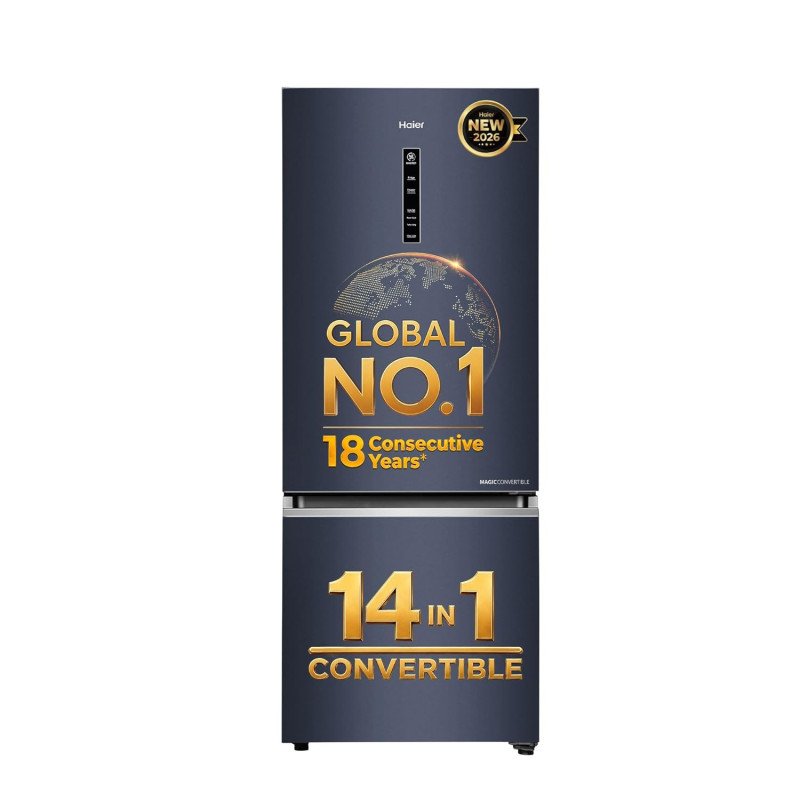 Haier 325 L 2 Star Frost Free Triple Inverter Double Door Bottom Mount Refrigerator, Digital Touch Display & 2X Bigger Fresh
