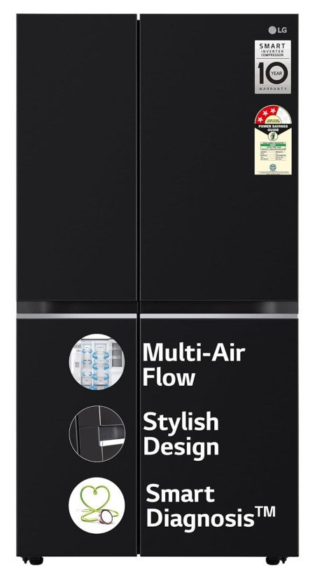LG 655 L, 3 Star, Frost Free Smart Inverter Double Door Side by Side Refrigerator (GL-B257HWBY, Western Black, Express Freezing