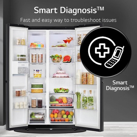 LG 655 L, 3 Star, Frost Free Smart Inverter Double Door Side by Side Refrigerator (GL-B257HWBY, Western Black, Express Freezing