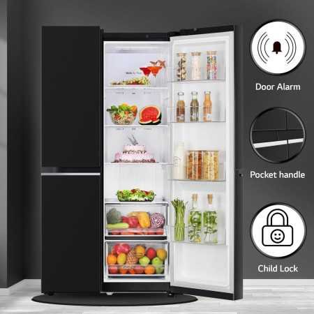 LG 655 L, 3 Star, Frost Free Smart Inverter Double Door Side by Side Refrigerator (GL-B257HWBY, Western Black, Express Freezing