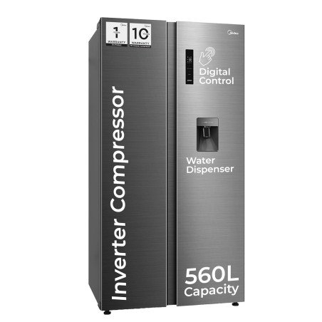 Midea 560 L Side by Side Refrigerator, Inverter Compressor, Multi Air Flow Cooling, Water Dispenser (Frost Free, Energy