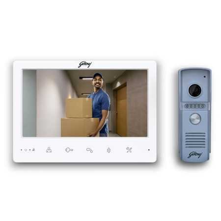 Godrej Security Solutions Seethru NeX White Video Door Phone | 7-Inch TFT LCD with Touch Button | Support 2 Way Talk & IR LED