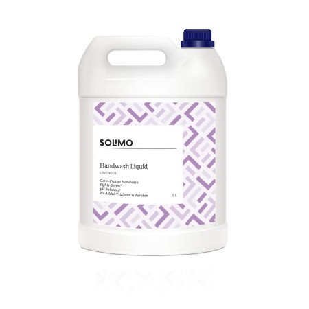 Amazon Brand - Solimo Handwash Liquid Refill Can, Lavender - 5 Litre | Antibacterial germ-protect | Advanced Disinfection