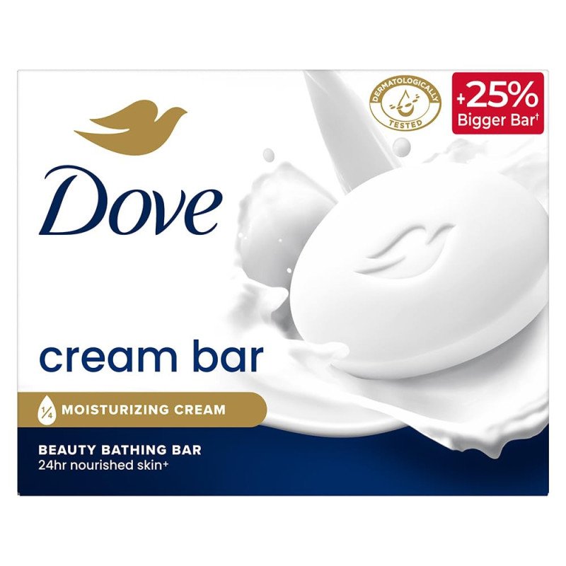 Dove Cream Bathing Beauty Bar with 1/4 Moisturising Cream For Soft, Smooth, Glowing Skin, 125 g (Pack of 8), White Dove Cream Bathing Beauty Bar with 1/4 Moisturising Cream For Soft, Smooth, Glowing Skin, 125 g (Pack of 8), White