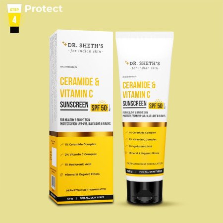 Dr. Sheth's Women & Men Ceramide & Vitamin C Sunscreen For All Skin Types Spf 50+ Pa+++|For Deep Dr. Sheth's Women & Men Ceramide & Vitamin C Sunscreen For All Skin Types Spf 50+ Pa+++|For Deep
