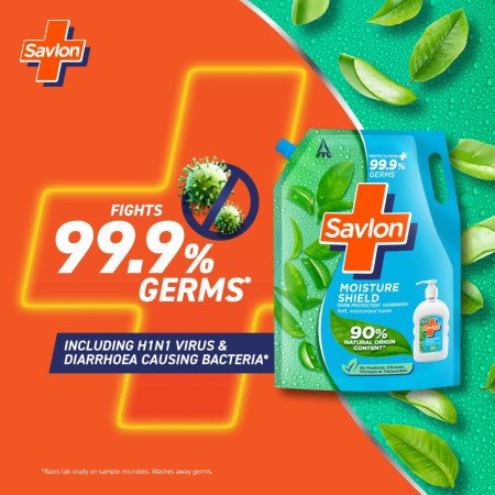 Savlon Moisture Shield Germ Protection Liquid Handwash, 1500ml Hand Wash Refill, Protects from 99.9% Germs, Soft Moisturized Savlon Moisture Shield Germ Protection Liquid Handwash, 1500ml Hand Wash Refill, Protects from 99.9% Germs, Soft Moisturized