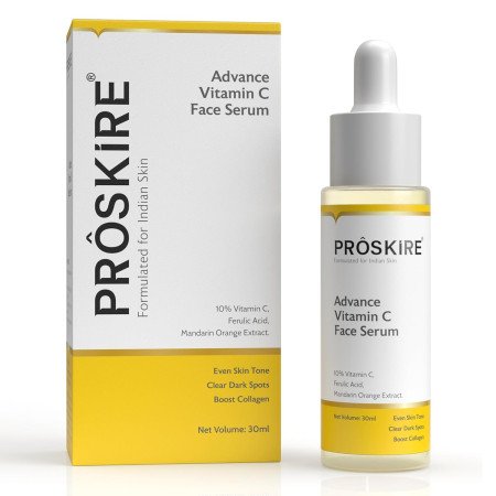 Proskire 10% Advance Vitamin C Serum With Ferulic Acid, Mandarin Orange Ext. For Dark Spots, Pigmentation & Glowing Face - 30 ml