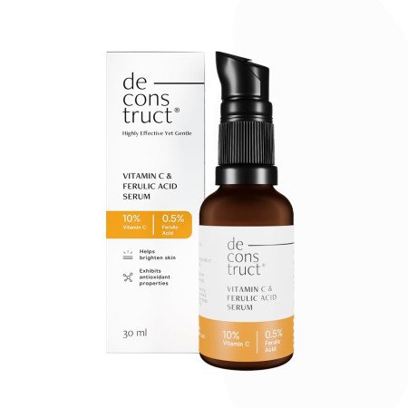 Deconstruct 10% Non-Irritating Vitamin C Face Serum For Glowing Skin|10% Vitamin C + 0.5% Ferulic Acid|Water Based Serum|Highly