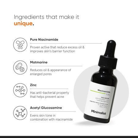 Minimalist 10% Niacinamide Face Serum for Acne Marks, Blemishes & Oil Balancing with Zinc | Skin Clarifying Anti Acne Serum for Minimalist 10% Niacinamide Face Serum for Acne Marks, Blemishes & Oil Balancing with Zinc | Skin Clarifying Anti Acne Serum for