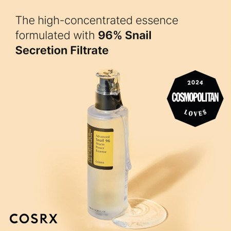 COSRX Snail Mucin 96% Power Repairing Essence 3.38 fl.oz 100ml, Hydrating Serum for Face with Snail Secretion Filtrate for Dull