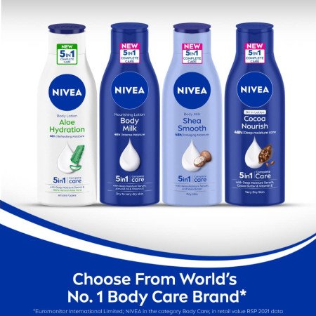 NIVEA Nourishing Body Milk 600ml Body Lotion | 48 H Moisturization | With 2X Almond Oil | Smooth and Healthy Looking Skin |For