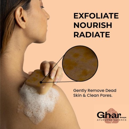 Ghar Soaps Sandalwood & Saffron Magic Soaps For Bath (100 Gms Pack Of 1) | Paraben Free | Chandan & Kesar Bath Soap | Handmade