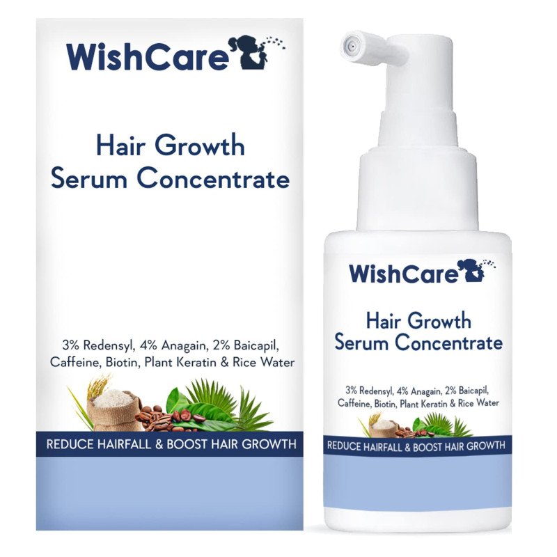 WishCare Hair Growth Serum Concentrate - 3% Redensyl, 4% Anagain, 2% Baicapil, Caffeine, Biotin, Plant Keratin & Rice Water -