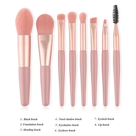 Sloane Brushes with Bag, 8PCS Professional Makeup Brush Set, Travel Size Cosmetic Brushes Kit for Face Foundation Blush Eye