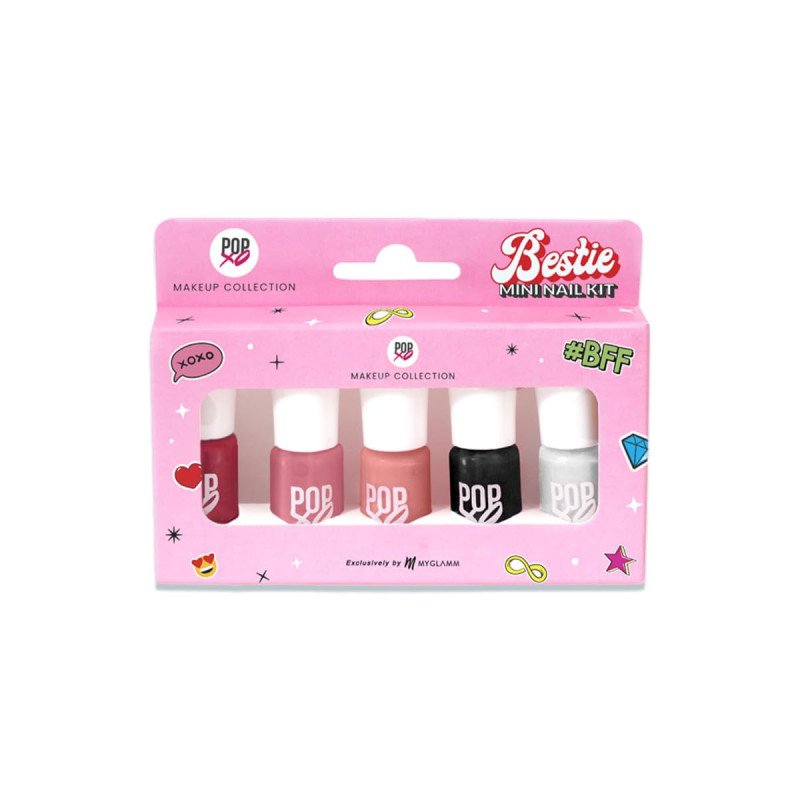 MyGlamm POPxo Makeup - Mini Nail Kit - Bestie - 15ml (Set of 5) | Glossy Nail Polish Set | Long Lasting & High Gloss Effect | MyGlamm POPxo Makeup - Mini Nail Kit - Bestie - 15ml (Set of 5) | Glossy Nail Polish Set | Long Lasting & High Gloss Effect |