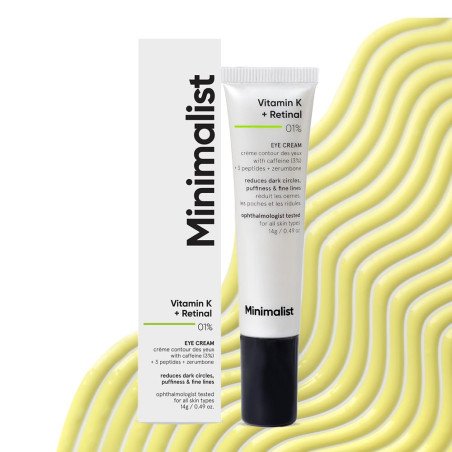Minimalist Vitamin K + Retinal 01% Under Eye Cream | Reduces Dark Circles, Wrinkles & Fine Lines | With Caffeine for Puffiness |