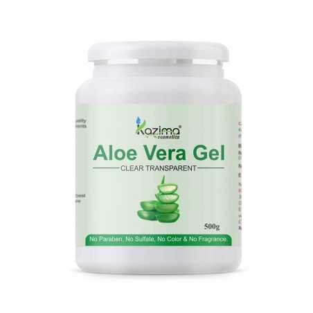 KAZIMA Pure Aloe Vera Gel for Skin and Hair, 500gm | Hydrates, Moisturizes & Soothes Irritated Skin | Pure & Natural Aloe Vera