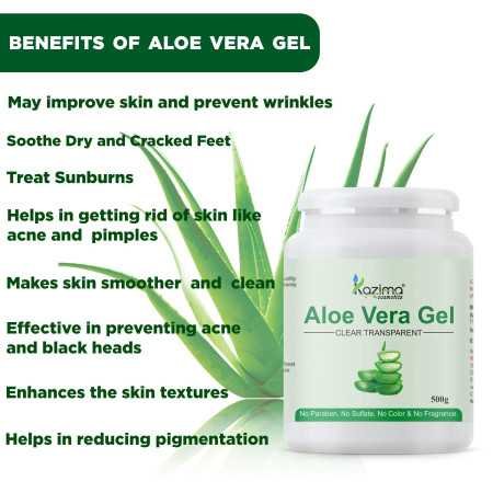 KAZIMA Pure Aloe Vera Gel for Skin and Hair, 500gm | Hydrates, Moisturizes & Soothes Irritated Skin | Pure & Natural Aloe Vera KAZIMA Pure Aloe Vera Gel for Skin and Hair, 500gm | Hydrates, Moisturizes & Soothes Irritated Skin | Pure & Natural Aloe Vera