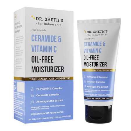Dr. Sheth's Ceramide & Vitamin C Oil - Free Moisturizer| Lightweight Moisturizer to Hydrate & Brighten Skin | With Vitamin C,