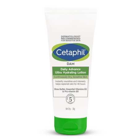 Cetaphil Dam Daily Advance Ultra Hydrating Lotion For Dry, Sensitive Skin| 30 G| Moisturizer With Shea Butter| Non-Greasy,